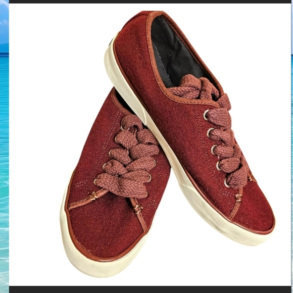 Sperry Pier View Wool Sneakers in Maroon, Size 9.5 - Picture 1 of 7